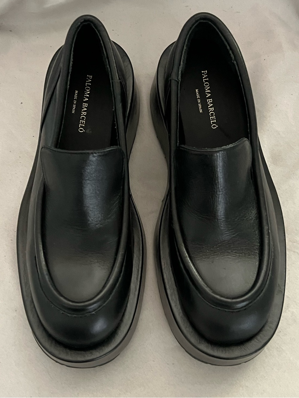 Paloma Barcelo BLACK LEATHER GAEL PLATFORM LOAFER SHOES 37/ US 7 $300